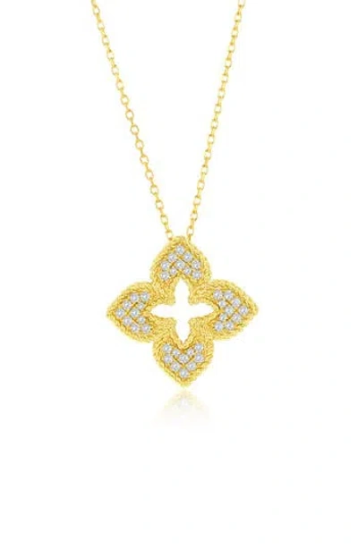 Suzy Levian Pavé Cubic Zirconia Clover Pendant Necklace