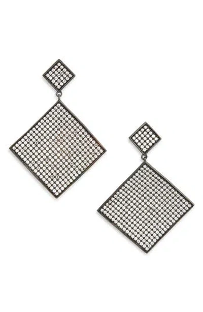 Suzy Levian Pavé Cubic Zirconia Diamond Shape Drop Earrings In Black