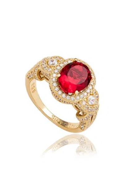 Suzy Levian Pavé Cubic Zirconia Engagement Ring In Red