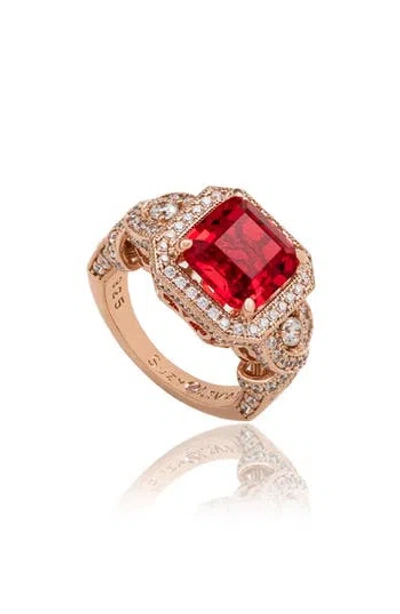 Suzy Levian Pavé Cubic Zirconia Engagement Ring In Red