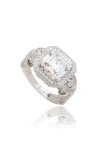 Suzy Levian Pavé Cubic Zirconia Engagement Ring In White