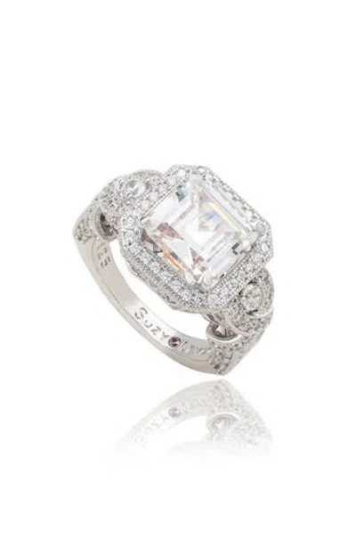 Suzy Levian Pavé Cubic Zirconia Engagement Ring In White