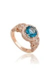 Suzy Levian Pavé Cubic Zirconia Engagement Ring In Blue