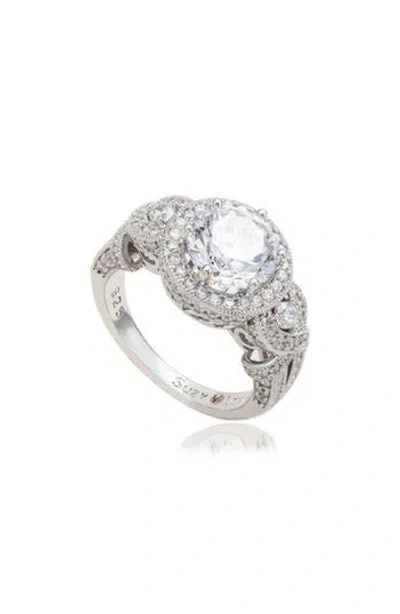 Suzy Levian Pavé Cubic Zirconia Engagement Ring