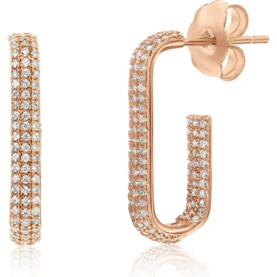 Suzy Levian Pavé Cubic Zirconia Open Paper Clip Hoop Earrings In Multi