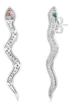 Suzy Levian Pavé Cubic Zirconia Snake Stud Earrings