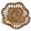 Suzy Levian Pave Cubic Zirconia Sterling Silver Brown Flower Ring In Gold