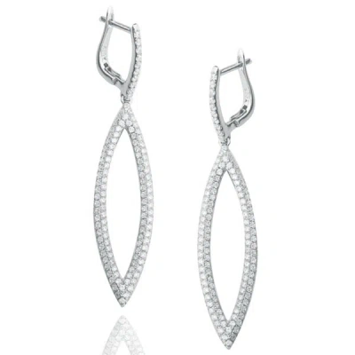 Suzy Levian Pave Cubic Zirconia Sterling Silver Long Earrings