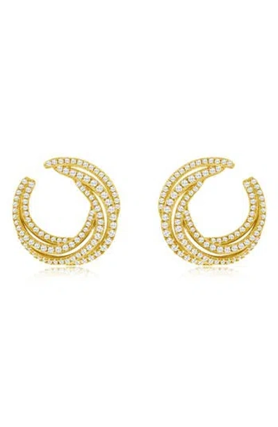 Suzy Levian Pavé Cubic Zirconia Twisted Hoop Earrings