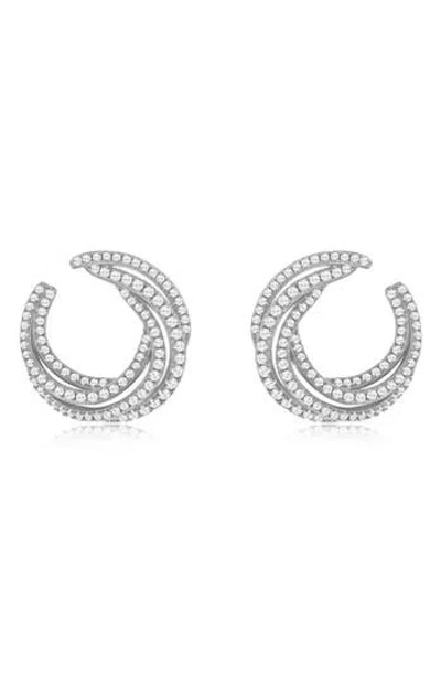 Suzy Levian Pavé Cubic Zirconia Twisted Hoop Earrings