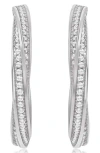 Suzy Levian Pavé Cubic Zirconia Twisted Hoop Earrings