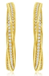 Suzy Levian Pavé Cubic Zirconia Twisted Hoop Earrings