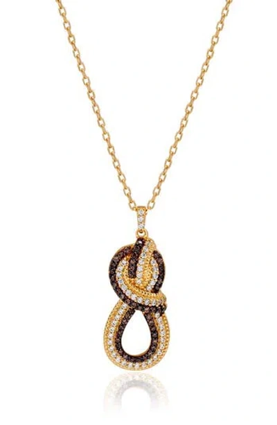 Suzy Levian Twisted Knot Cubic Zirconia Pendant Necklace In Gold