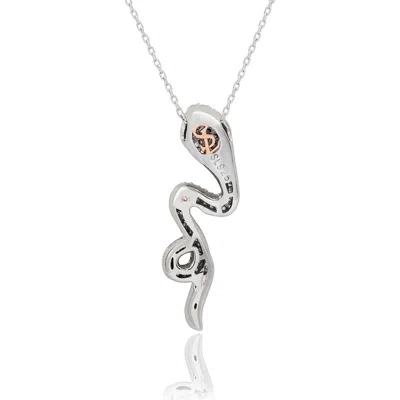 Suzy Levian Pavé Cubic Zirconia Wild Snake Pendant Necklace In Metallic