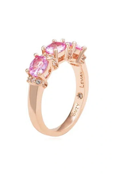 Suzy Levian Pavé Pink Sapphire White Sapphire & Brown Diamond Ring