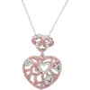 Suzy Levian Pavé Sapphire & Brown Diamond Heart Pendant Necklace In Pink