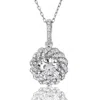 Suzy Levian Pave Solitaire Cubic Zirconia Sterling Silver Rope Pendant In Silver