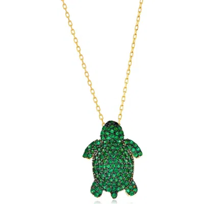 Suzy Levian Pavé Turtle Pendant Necklace