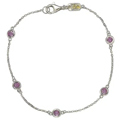 Suzy Levian Pink Sapphire 1 Cttw Sterling Silver Station Bracelet In Purple