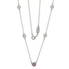 Suzy Levian Pink Sapphire & Diamond Accent (1.50cttw) Sterling Silver 5 Stone Station Necklace In Silver