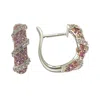 Suzy Levian Pink Sapphire And Diamond Accent In Sterling Silver Petite Wrap Around Earrings In Red