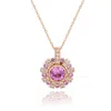 Suzy Levian Pink Sapphire And Diamond Accent Rose Sterling Silver Starburst Pendant In Pink