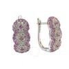 Suzy Levian Pink Sapphire And Diamond In Sterling Silver Earrings In Pink