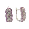 Suzy Levian Pink Sapphire And Diamond In Sterling Silver Earrings In Purple