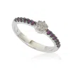 Suzy Levian Silver Cz Stackable Ring In Purple