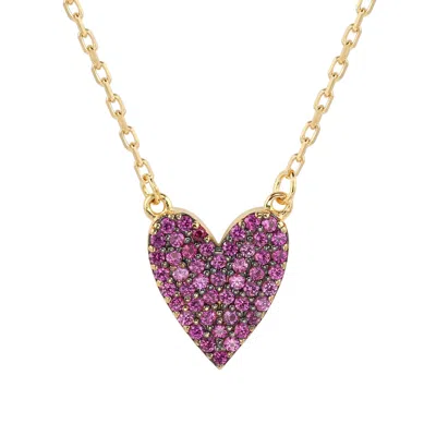 Suzy Levian Red Cubic Zirconia Golden Sterling Silver Heart Necklace