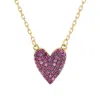 Suzy Levian Red Cubic Zirconia Golden Sterling Silver Heart Necklace In Purple