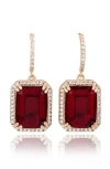 Suzy Levian Rose Cubic Zirconia Drop Half Huggie Hoop Earrings In Gold