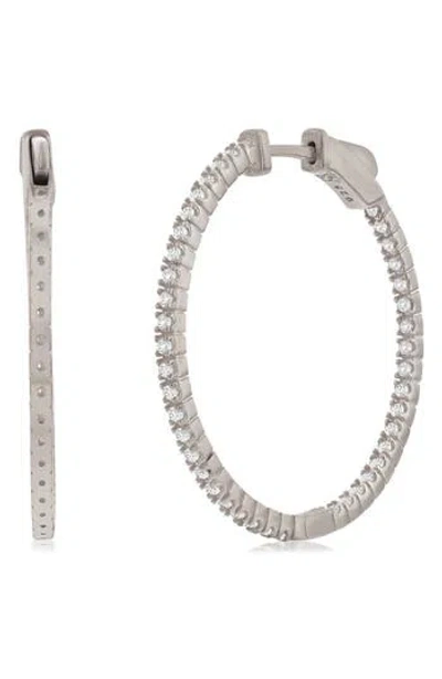 Suzy Levian Rose Cubic Zirconia Hoop Earrings