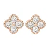 Suzy Levian Rose Gold 7/10 Cttw Diamond Clover Stud Earrings In Pink