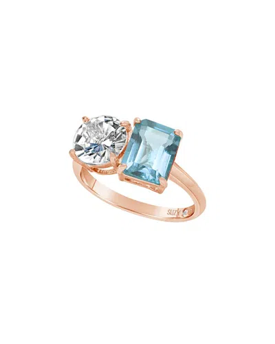 Suzy Levian Rose Gold Over Silver 5.00 Ct. Tw. Gemstone Toi Et Moi Ring