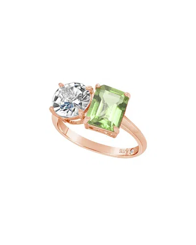 Suzy Levian Rose Gold Over Silver 5.00 Ct. Tw. Gemstone Toi Et Moi Ring In Multi