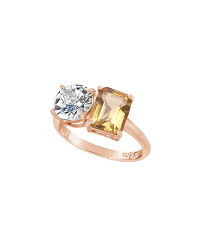 Suzy Levian Rose Gold Over Silver 5.00 Ct. Tw. Gemstone Toi Et Moi Ring