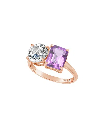 Suzy Levian Rose Gold Over Silver 5.00 Ct. Tw. Gemstone Toi Et Moi Ring In Multi
