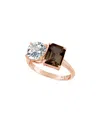 Suzy Levian Rose Gold Over Silver 5.00 Ct. Tw. Gemstone Toi Et Moi Ring