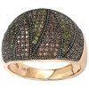 Suzy Levian Rose Gold Over Sterling Silver Cubic Zirconia Micro Pave Wide Band Ring In Brown