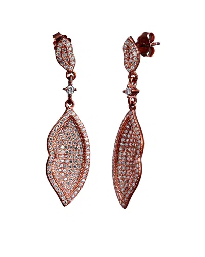 Suzy Levian Rose Gold Vermeil Cz Dangle Earrings