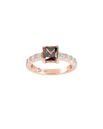 Suzy Levian Prong Set Asscher Cut Cz Solitaire Ring In Brown