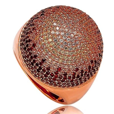 Suzy Levian Rose Goldtone Sterling Silver Cubic Zirconia Dome Ring In Brown