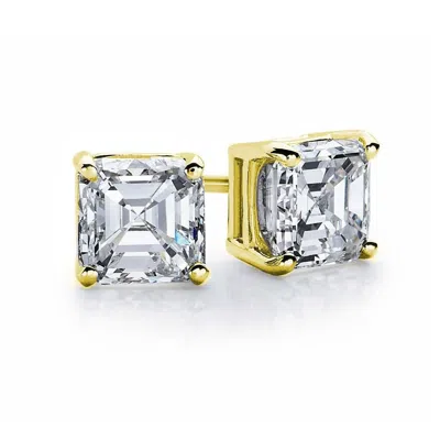 Suzy Levian Rose Plated Sterling Silver Asscher-cut Cubic Zirconia 6mm 2.50 Cttw Stud Earrings In Gold
