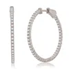 Suzy Levian Rose Sterling Silver & White Cubic Zirconia Pave Hoop Earrings In White