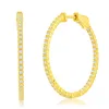 Suzy Levian Rose Sterling Silver & White Cubic Zirconia Pave Hoop Earrings In Gold