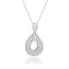 Suzy Levian Rose Sterling Silver Brown And White Cubic Zirconia Teardrop Pendant In Metallic