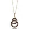 Suzy Levian Rose Sterling Silver Brown Cubic Zirconia Interlocked Double Loop Pendant In Black