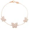 Suzy Levian Rose Sterling Silver Cubic Zirconia Butterfly Bracelet In Gold