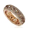 Suzy Levian Rose Sterling Silver Cubic Zirconia Champagne And White Modern Eternity Band In Brown